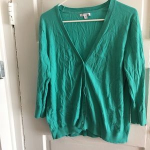 Gap teal 3/4 sleeve button up cardigan XL
